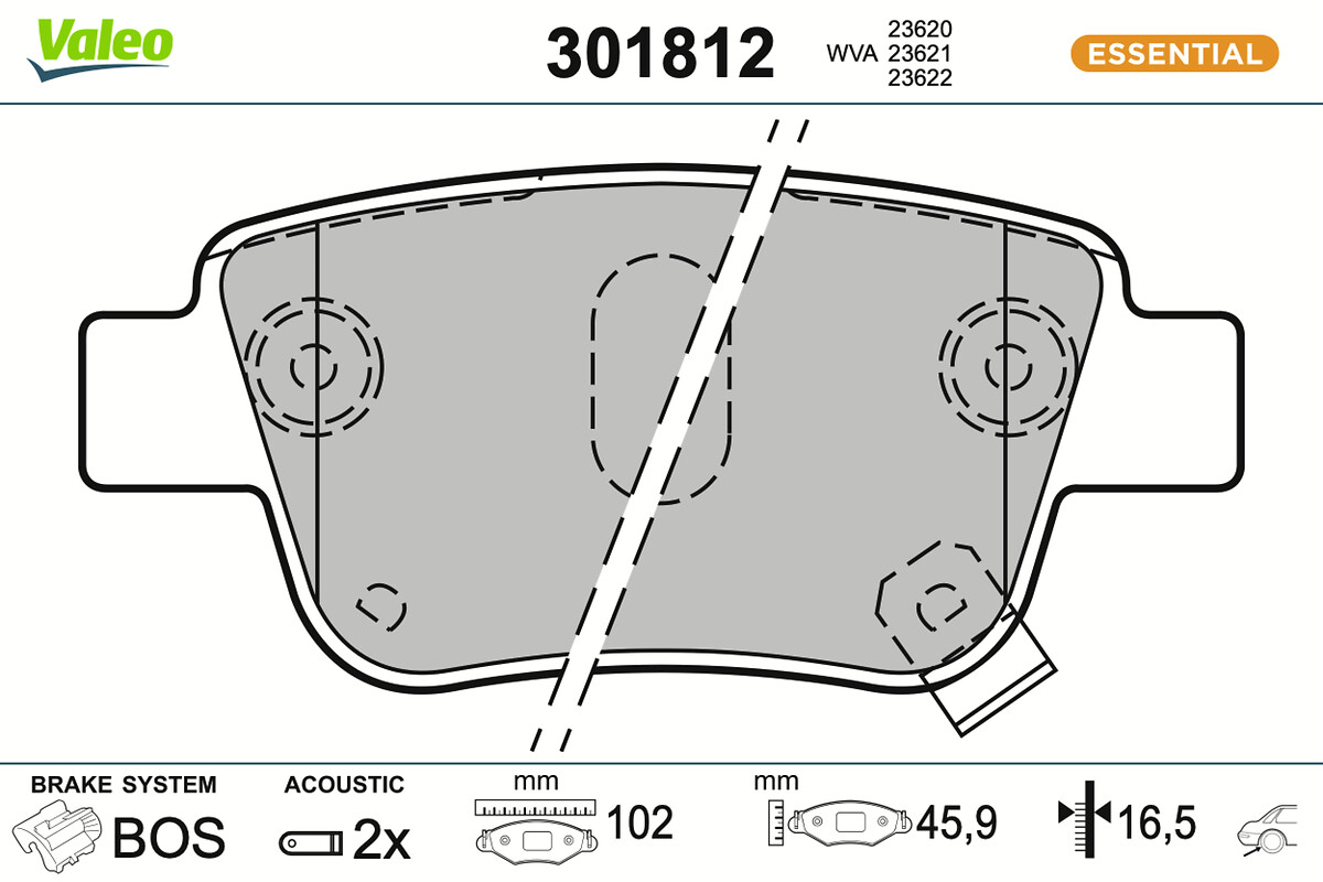 Jeu de 4 plaquettes de frein VALEO ref. 301812